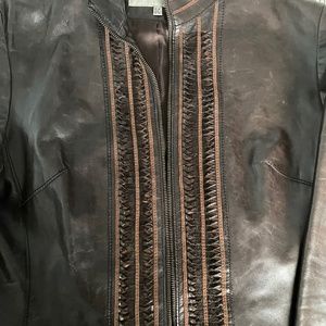 Brown leather jacket by Karen Millen